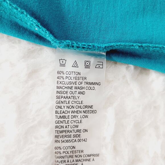 T-Shirt Size L Teal Embroidered Grandma Pullover Casual Soft Girl Chic Resort - Picture 11 of 12